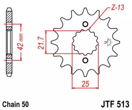 Prednji zobnik JT JTF513.17, velikost 17z 530-2