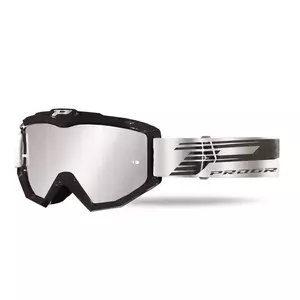Óculos de proteção para motociclistas Progrip FL Atzaki 3201 vidro preto espelhado prateado - PG3201/18BK