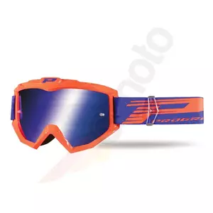 Occhiali da moto Progrip FL Atzaki 3201 arancio fluo vetro blu specchiato-1
