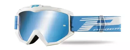 Motocyklové brýle Progrip FL Atzaki 3201 bílá zrcadlová modrá skla-1