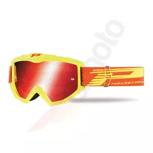 Γυαλιά μοτοσικλέτας Progrip FL Atzaki 3201 κίτρινο φλούο κόκκινο γυαλί με καθρέφτη - PG3201/18YLF