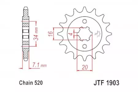 Voortandwiel JT JTF1903.12, 12z maat 520 - JTF1903.12
