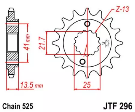 Voortandwiel JT JTF296.15, 15z maat 525-2