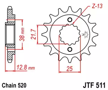 Voortandwiel JT JTF511.15, 15z maat 520 - JTF511.15