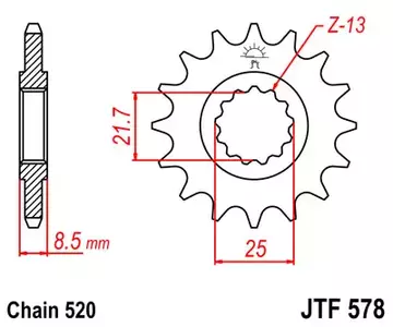 Priekšējais zobrats JT JTF578.16, 16z izmērs 520 - JTF578.16
