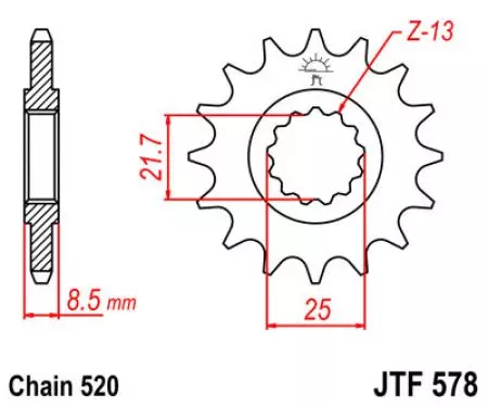 Prednji zobnik JT JTF578.16, 16z, velikost 520-2
