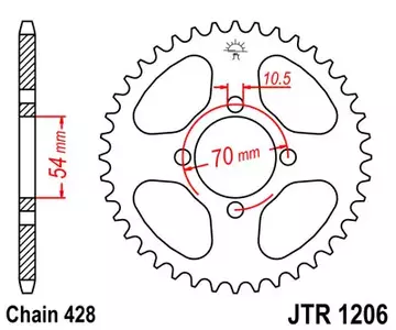 Bakre kedjehjul JT JTR1206.44, 44z storlek 428 - JTR1206.44
