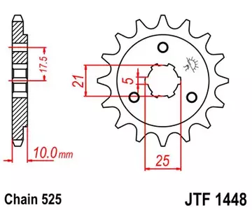 Pignone anteriore JT JTF1448.15, 15z misura 525 - JTF1448.15