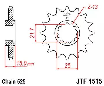 Piñón delantero JT JTF1515.15, 15z tamaño 525