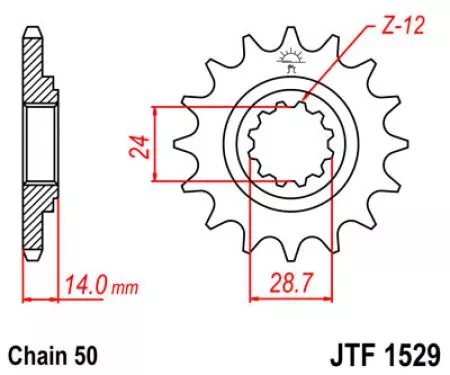 Zębatka przód JT JTF1529.17, 17z rozmiar 530-2