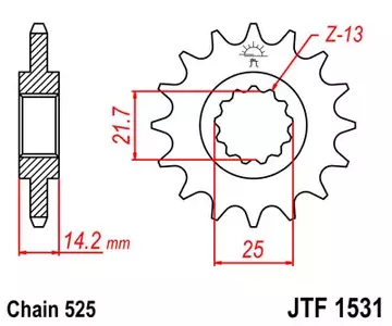 Roda dentada dianteira JT JTF1531.15, 15z tamanho 525 - JTF1531.15
