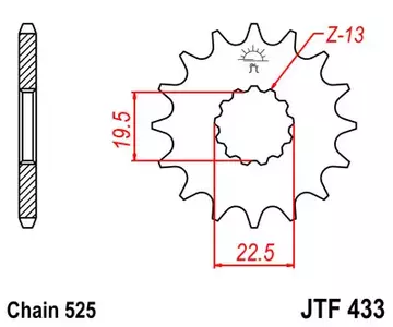 Első lánckerék JT JT JTF433.14, 14z méret 525 - JTF433.14