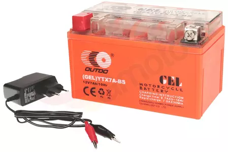 Gel-Batterie 12V 6 Ah Outdo YTX7A-BS + Ladegerät-1