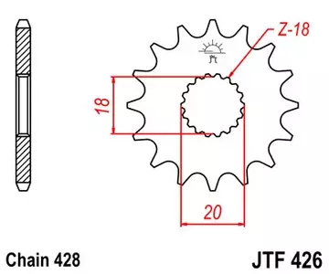 Forreste tandhjul JT JTF426.12, 12z størrelse 428 - JTF426.12