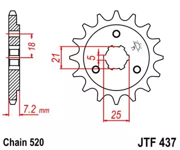 Pignone anteriore JT JTF437.16, 16z misura 520 - JTF437.16