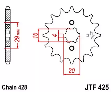 Zębatka przód JT JTF425.14, 14z rozmiar 428 - JTF425.14