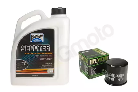 Olej silnikowy Bel-Ray Scooter 4T 5W40 4l Syntetyczny + filtr oleju-1