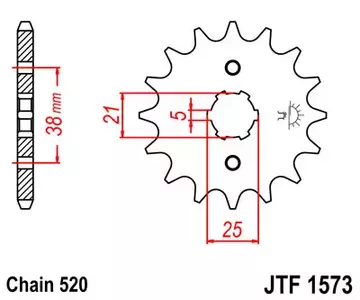 Přední řetězové kolo JT JTF1573.14, 14z velikost 520 - JTF1573.14