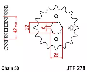 Voortandwiel JT JTF278.16, 16z maat 530 - JTF278.16