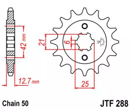 Forreste tandhjul JT JTF288.18, 18z størrelse 530-2