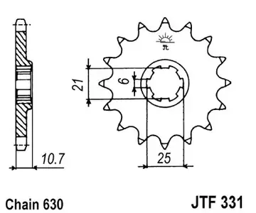 Pignone anteriore JT JTF331.15, 15z misura 630 - JTF331.15