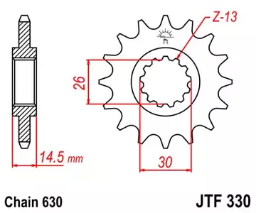 Forreste tandhjul JT JTF330.15, 15z størrelse 630 - JTF330.15