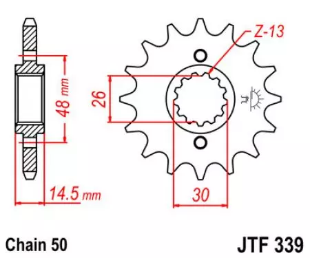 Forreste tandhjul JT JTF339.17, 17z størrelse 530-2