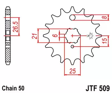 Roda dentada dianteira JT JTF509.15, 15z tamanho 530 - JTF509.15