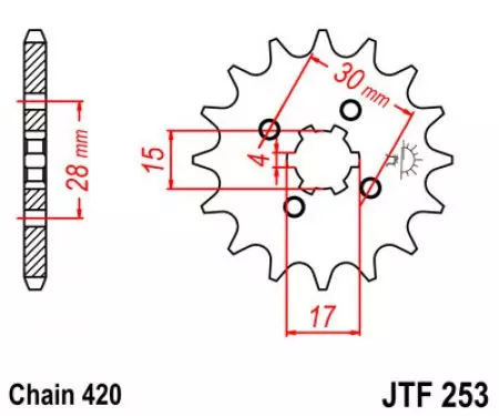 Främre kedjehjul JT JTF253.12, 12z storlek 420-2