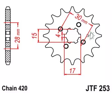JT JTF253.13 prednji lančanik, 13z, veličina 420 - JTF253.13