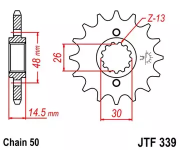 Forreste tandhjul JT JTF339.18, 18z størrelse 530