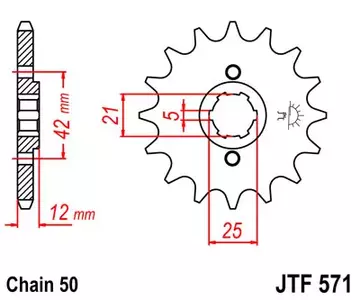 Forreste tandhjul JT JTF571.16, 16z størrelse 530 - JTF571.16