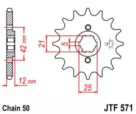 Roda dentada dianteira JT JTF571.16, 16z tamanho 530-2