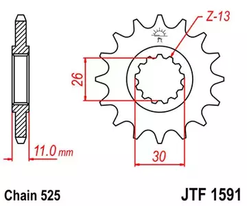 Forreste tandhjul JT JTF1591.16, 16z størrelse 525