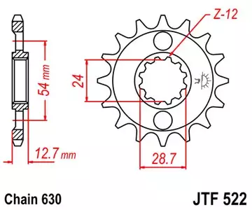 Предно зъбно колело JT JTF522.15, 15z размер 630 - JTF522.15