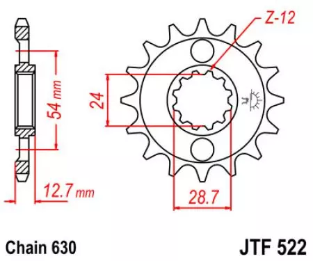 Sprednji zobnik JT JTF522.15, 15z, velikost 630-2
