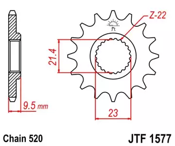 Forreste tandhjul JT JTF1577.15, 15z størrelse 520 - JTF1577.15