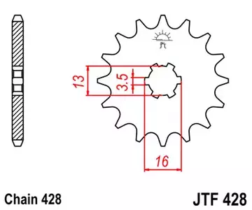 Priekšējais zobrats JT JTF428.14, 14z izmērs 428 - JTF428.14