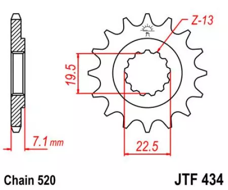 Pignone anteriore JT JTF434.16, 16z misura 520-2