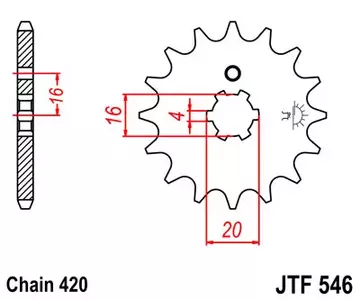 Sprednji zobnik JT JTF546.15, 15z, velikost 420 - JTF546.15