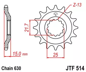 Pignone anteriore JT JTF514.15, 15z misura 630 - JTF514.15