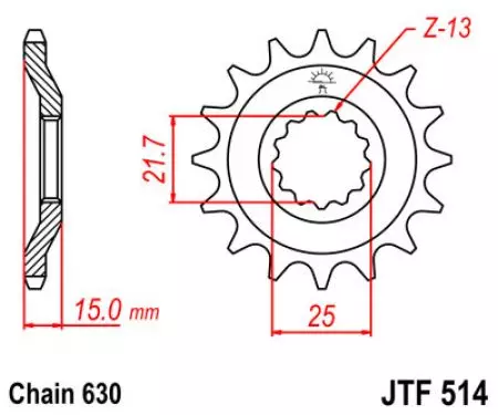 Piñón delantero JT JTF514.15, 15z tamaño 630-2