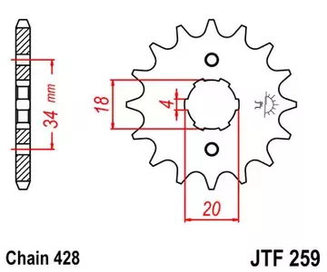 Piñón delantero JT JTF259.13, 13z tamaño 428 - JTF259.13