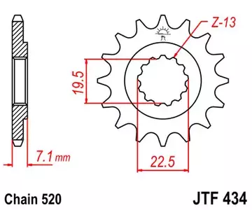 Priekšējais zobrats JT JTF434.14, 14z izmērs 520 - JTF434.14