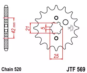 Främre kedjehjul JT JTF569.15, 15z storlek 520 - JTF569.15