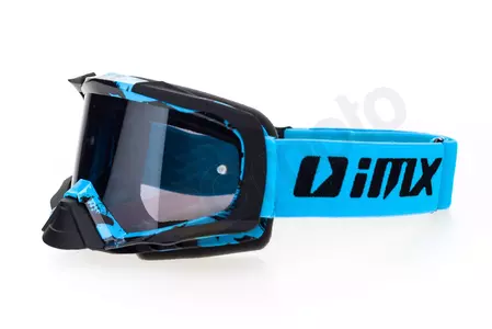 Motocyklové okuliare IMX Dust graphic modré matné čierne tónované + priehľadné sklo-2