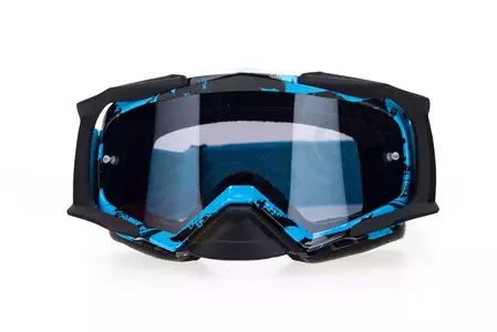 Motocyklové okuliare IMX Dust graphic modré matné čierne tónované + priehľadné sklo-4