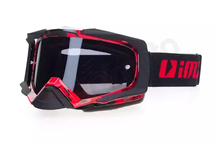 Occhiali da moto IMX Dust graphic rosso opaco nero colorato + vetro trasparente - 3801822-055-OS