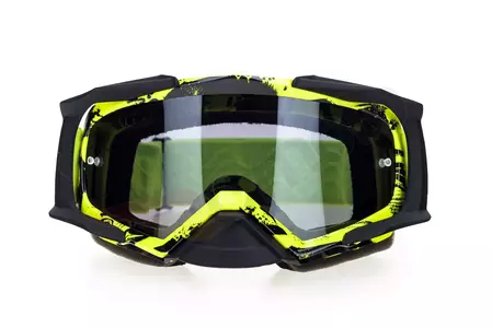 Motorradbrille IMX Dust Grafik gelb mattschwarz getönt + transparentes Glas-4