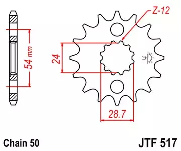 Zębatka przód JT JTF517.17, 17z rozmiar 530